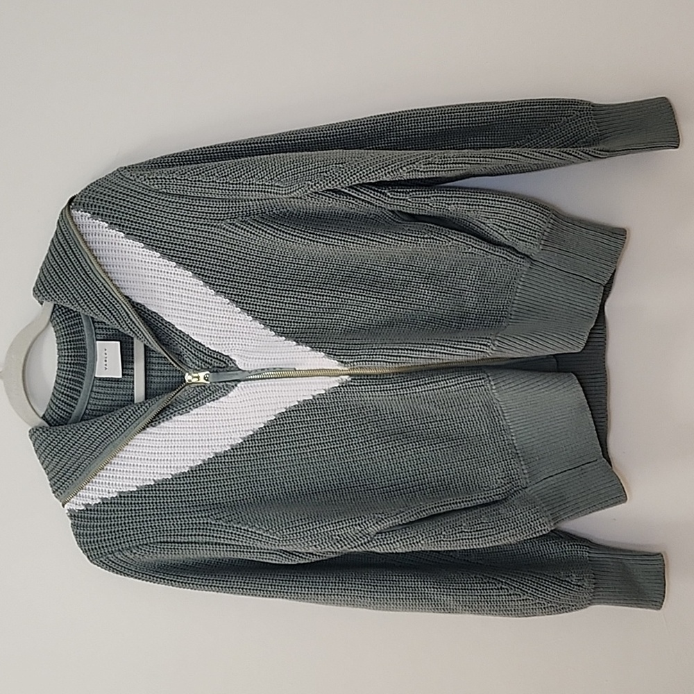 VARLY Ada Full Zip Through Knit Sweater oversize SZ XS - Picture 9 of 16